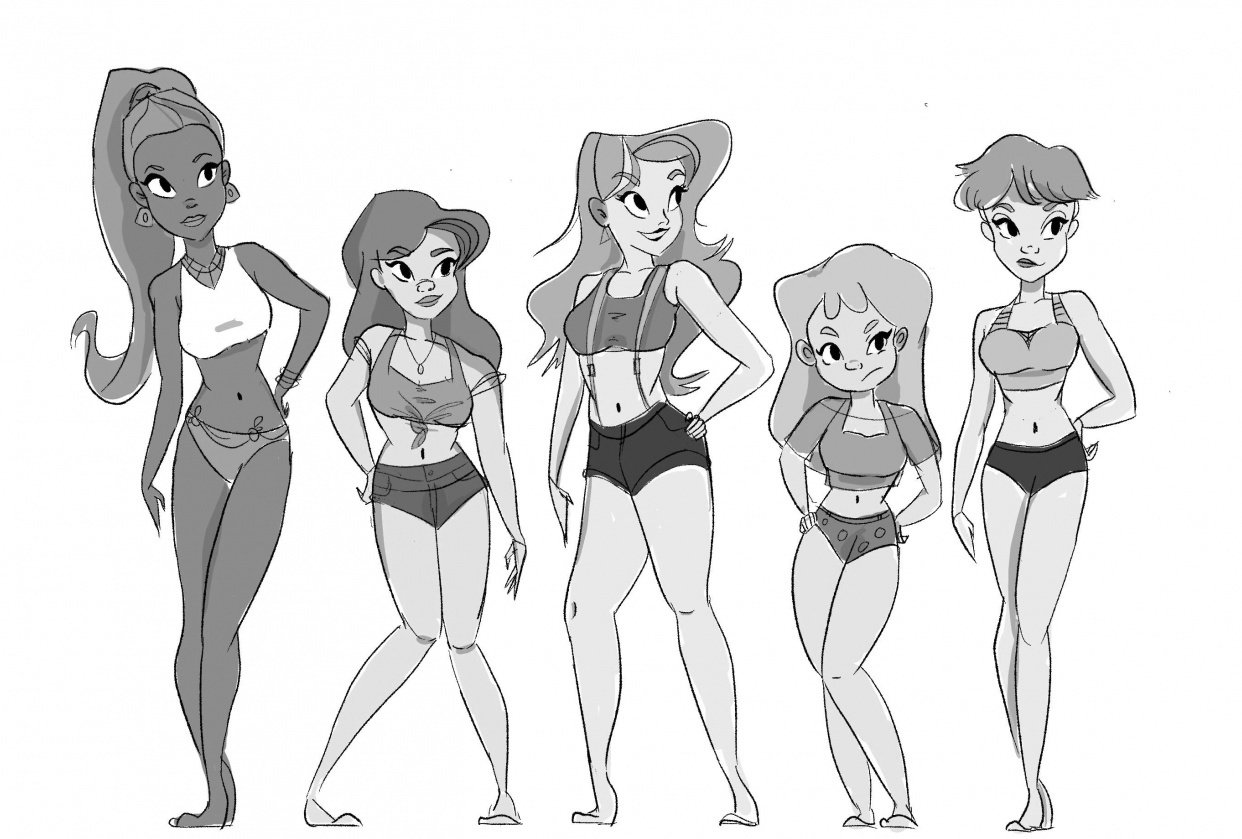 Women line-up character design assignment - student project