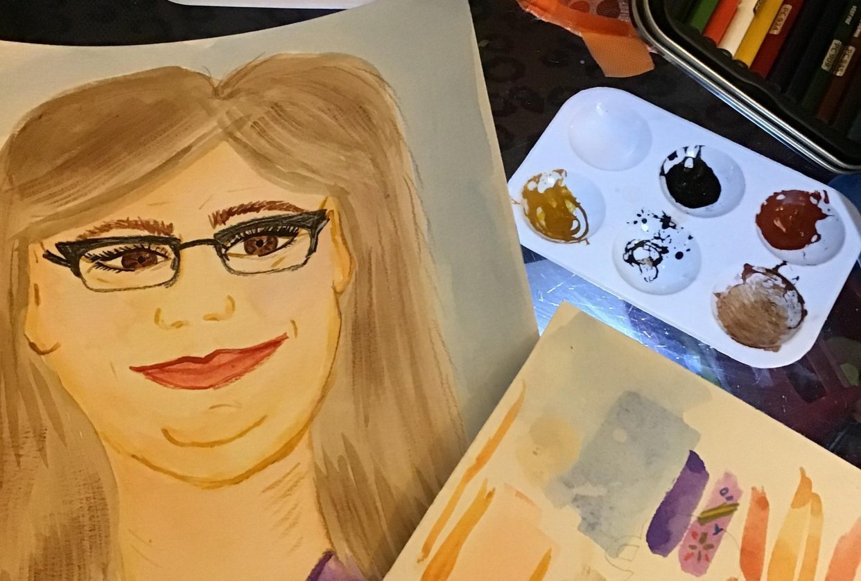 Mixed media “filtered” water color selfie Skillshare Student Project