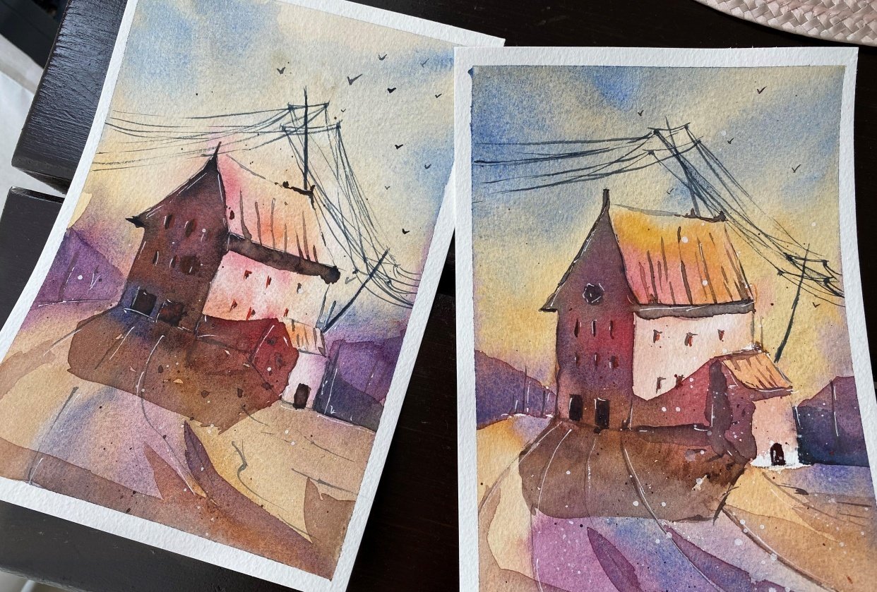 Watercolor house - student project