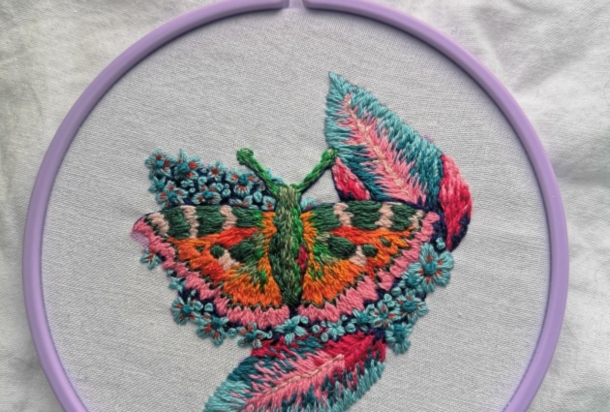 Painting with thread- butterfly - student project
