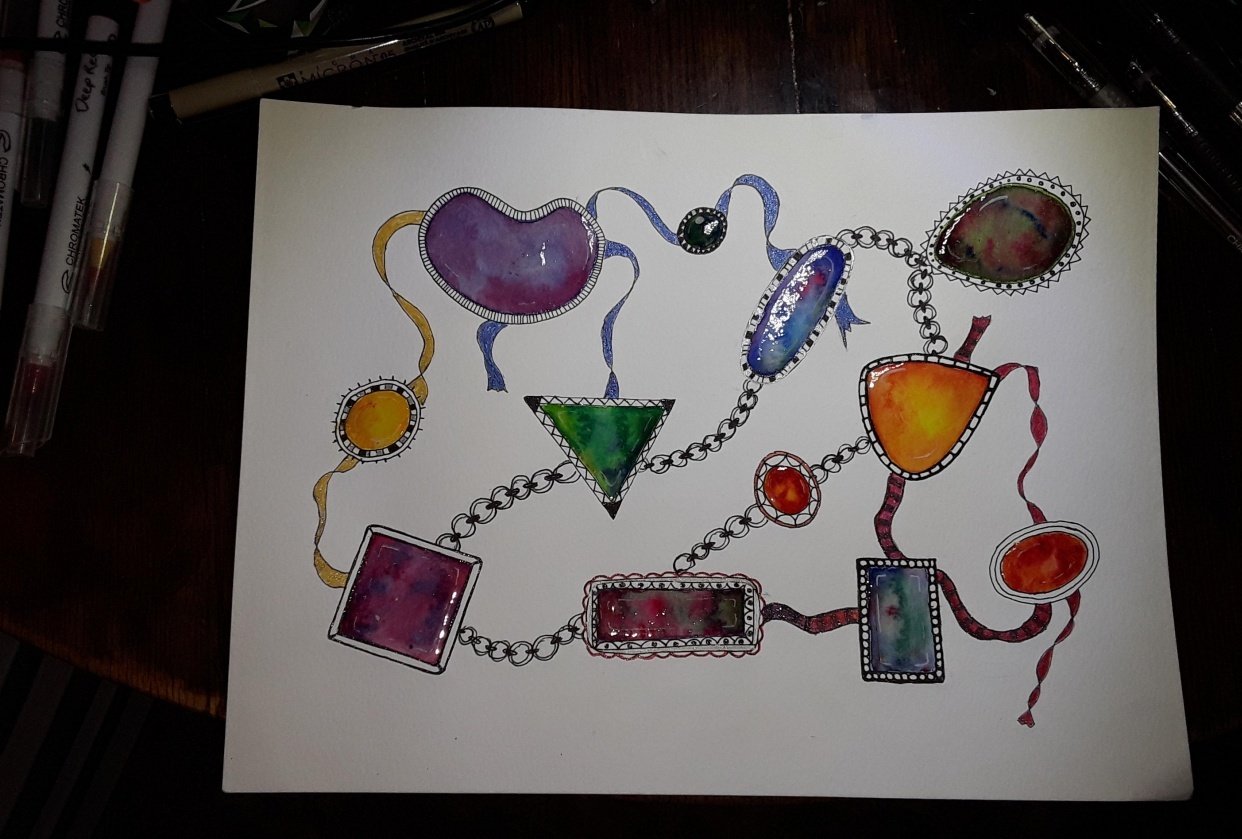 Watercolor gems - student project