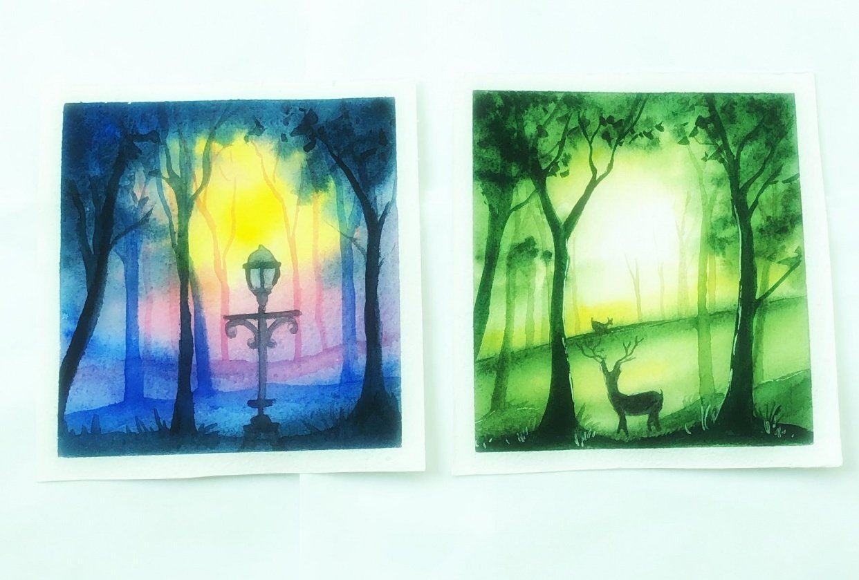 Watercolor woodland - student project
