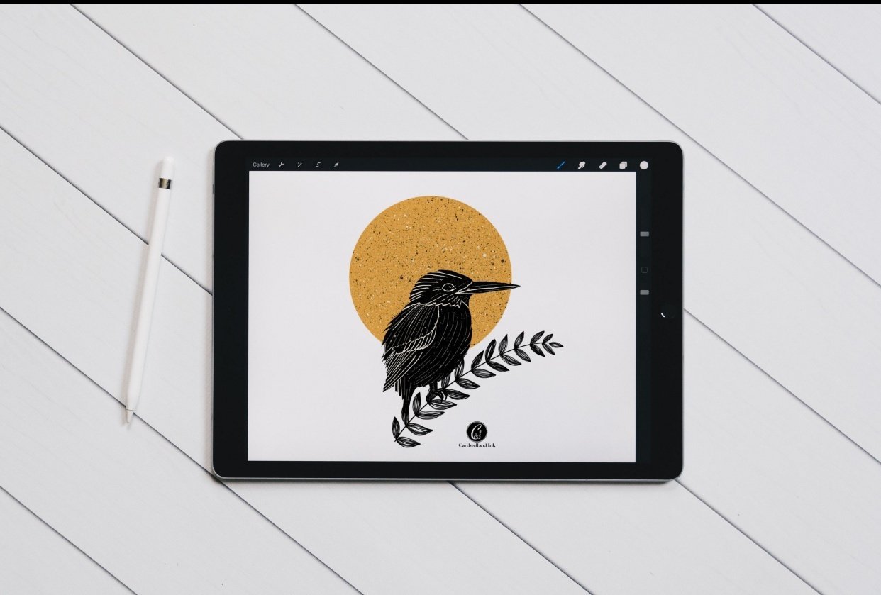 Kingfisher Linocut print design - student project