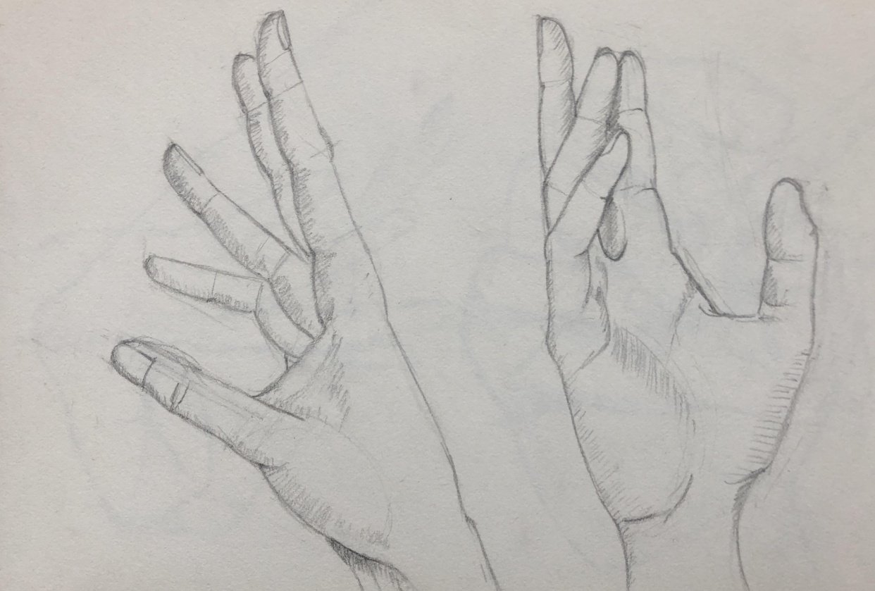 Hands sketching - student project