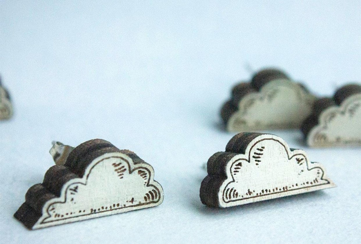 Lasercut Cloud Earrings - student project