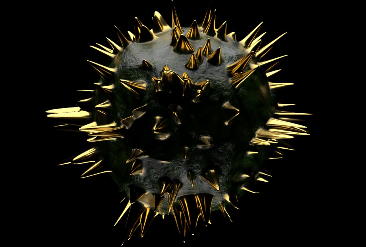 Gold spikes on organic surface - student project