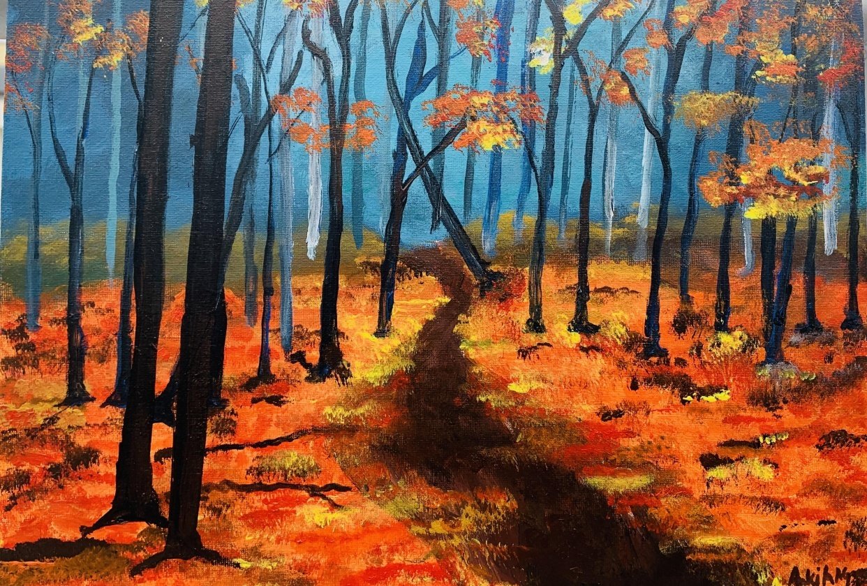 The control of vibrant autumn colours to the muddy roads and dark wood. - student project