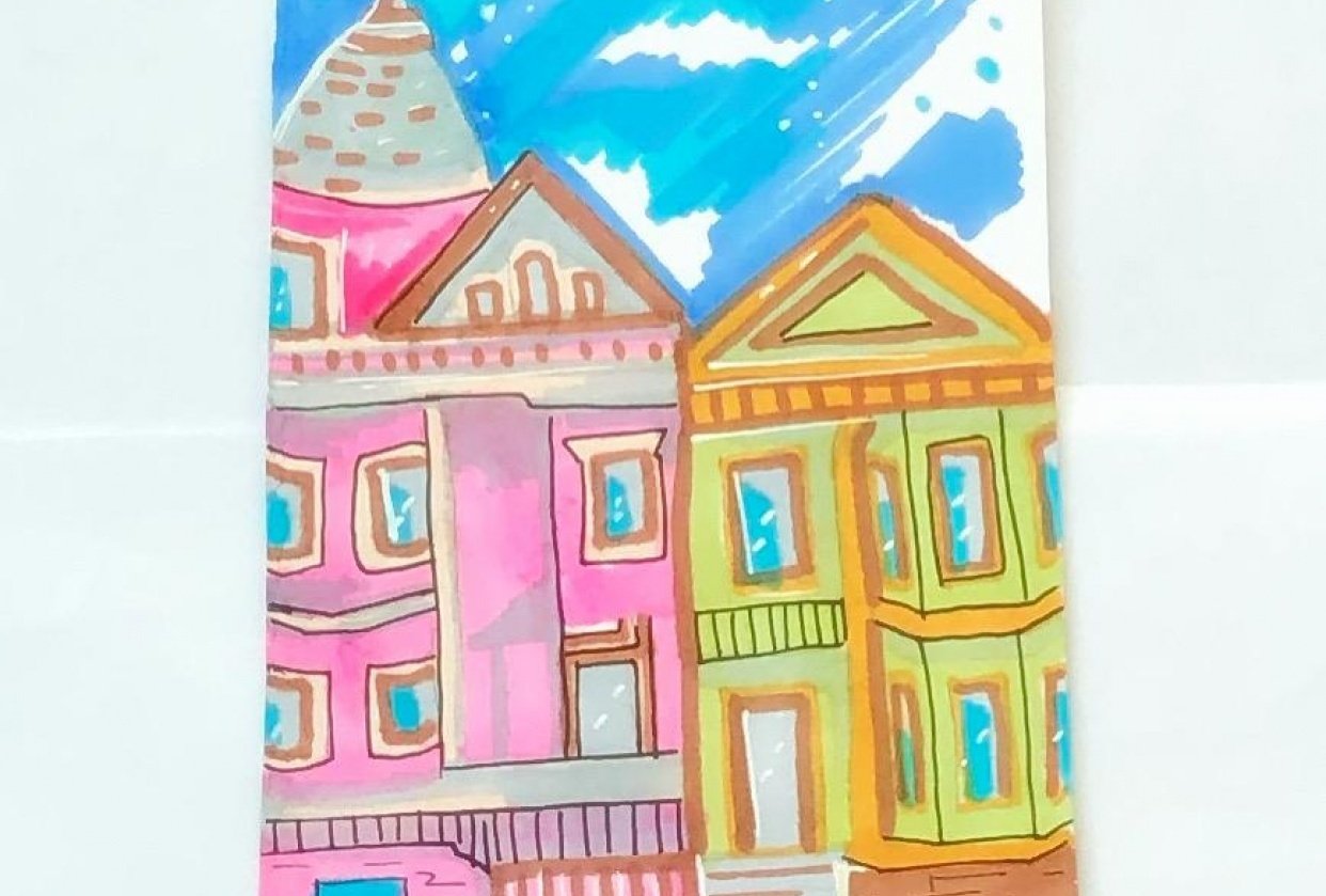 Urban sketching with markers Skillshare Student Project