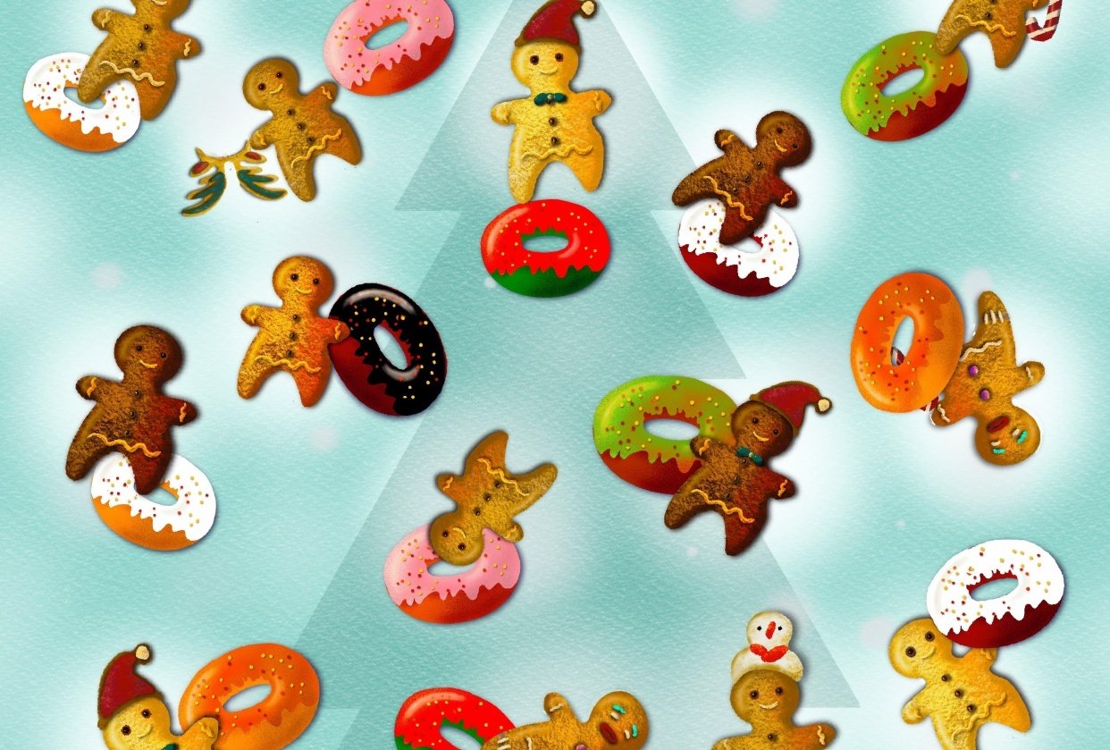 Gingerbread men and their donuts Skillshare Student Project
