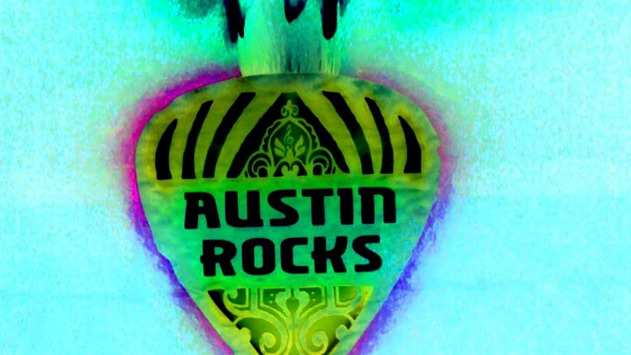 Austin Rocks. The image is from a sculpture of a guitar pic - student project