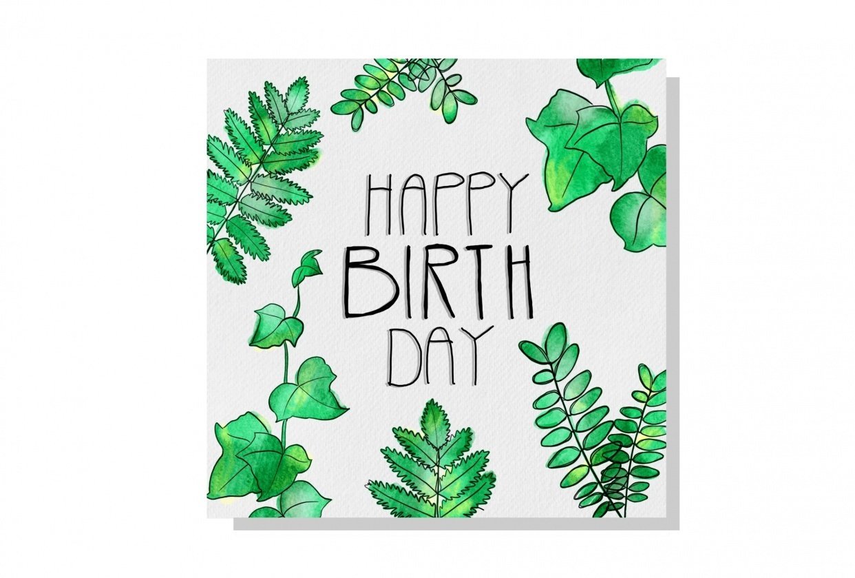 Botanical birthday card skillshare student project
