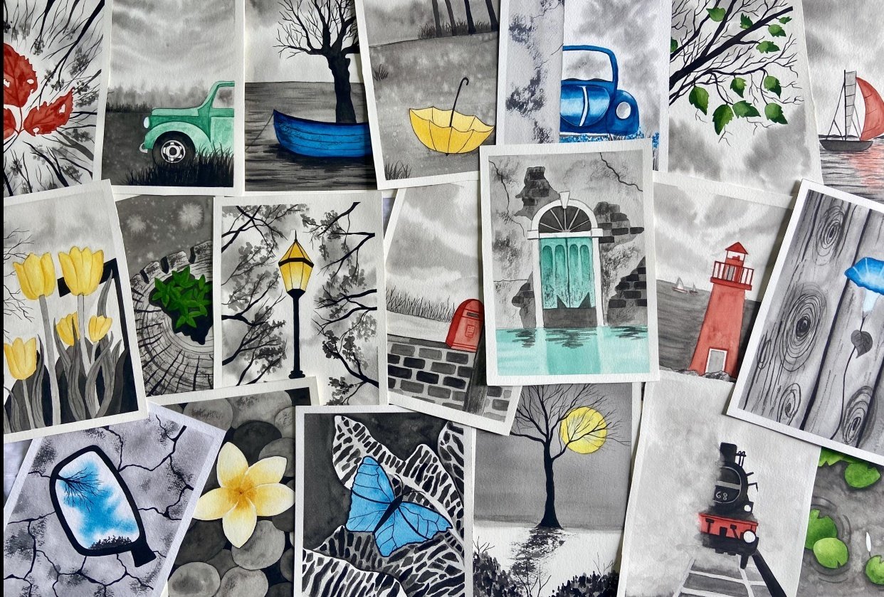 Cute color splash postcards!!! | Skillshare Student Project