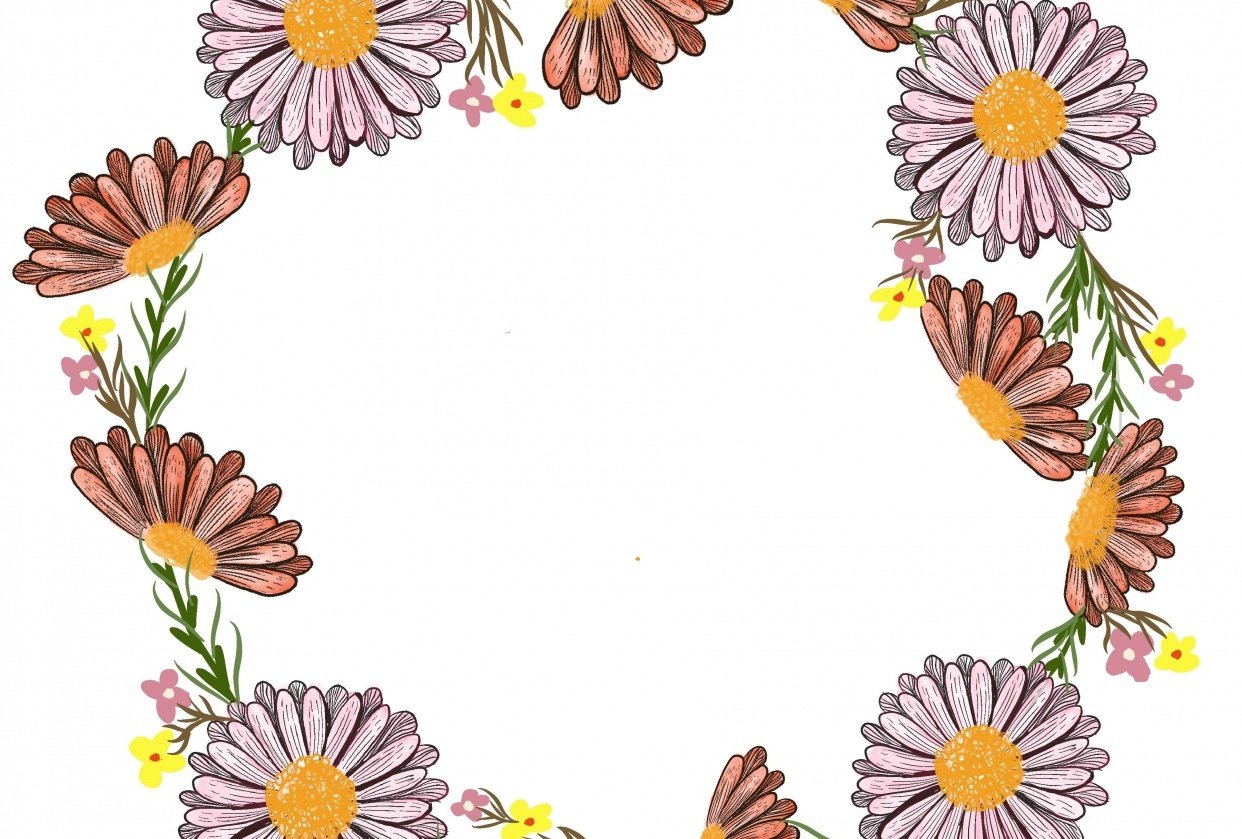 Line flower wreath - student project
