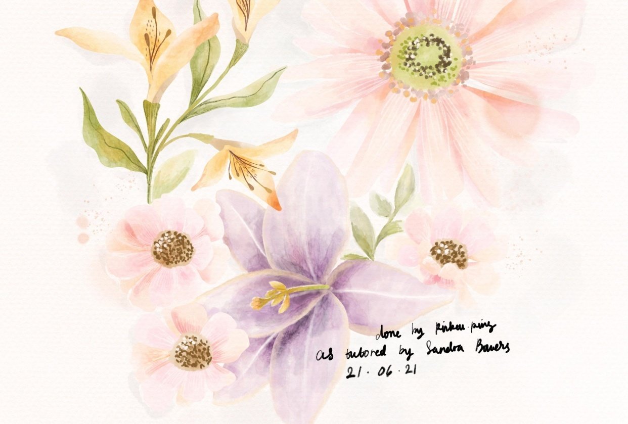 Final piece of florals in procreate class - student project