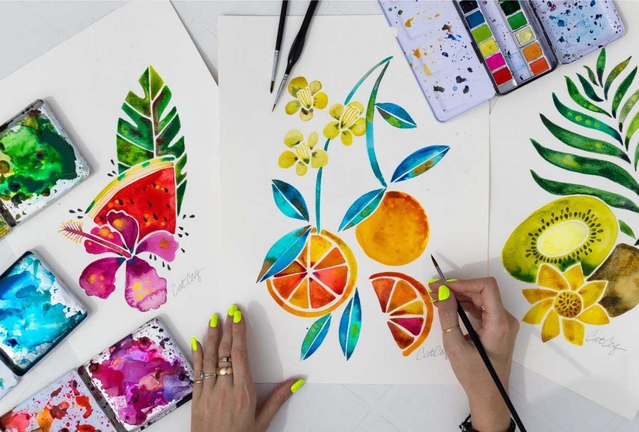 Fruits & Florals in Watercolor - student project