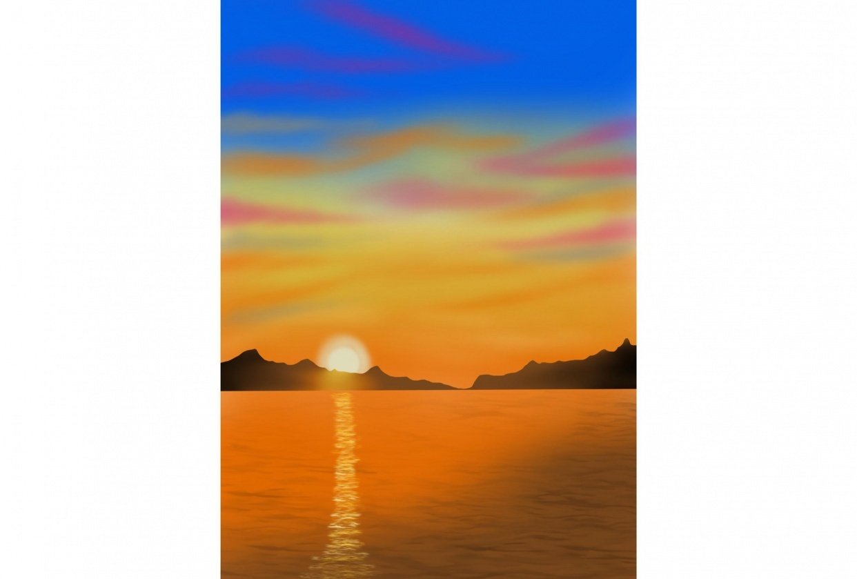 Digital artwork (sunset landscape) - student project