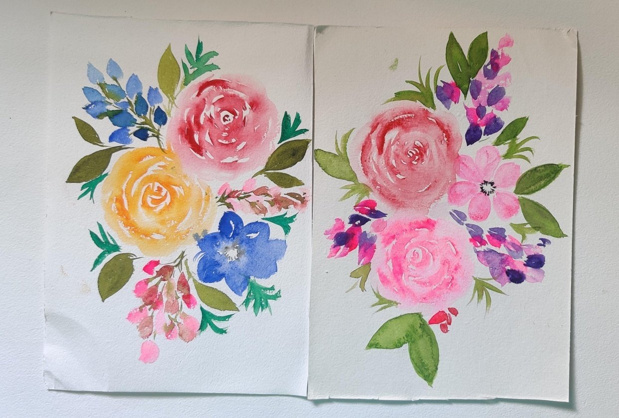 Learnt to paint florals: Inking and Brush pen approach - student project