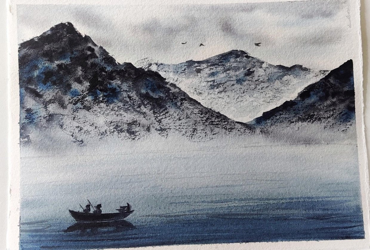 Serene River Mountainscape - student project