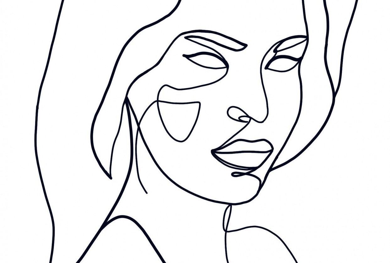One line face drawing - student project