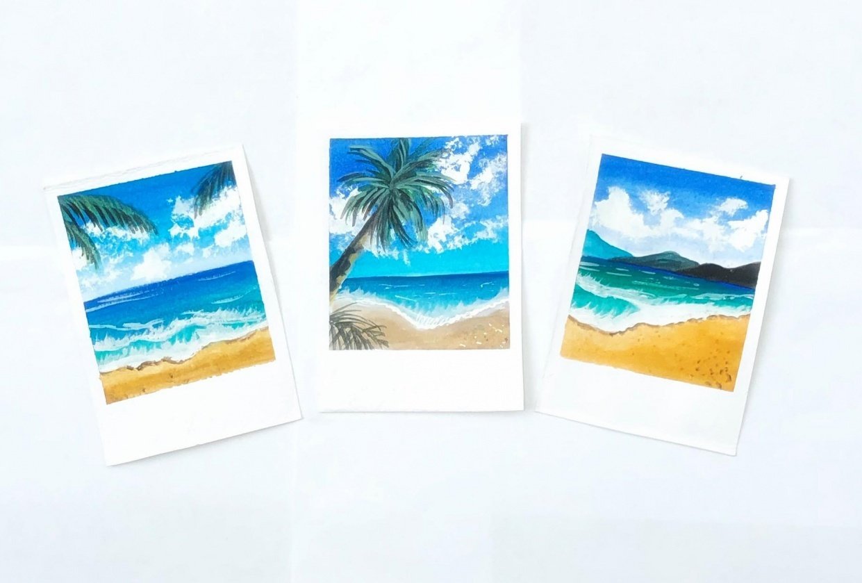 Gouache Beach landscapes - student project