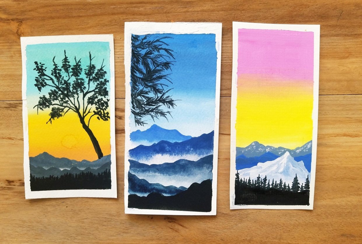 Paint Easy Landscape Bookmarks Series 1 - Mountainscapes Using Poster ...