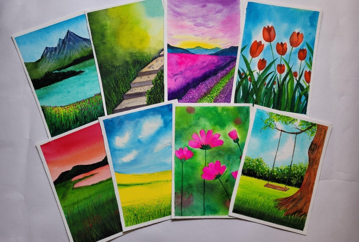 30 day watercolor challenge paintings(all 30) - student project