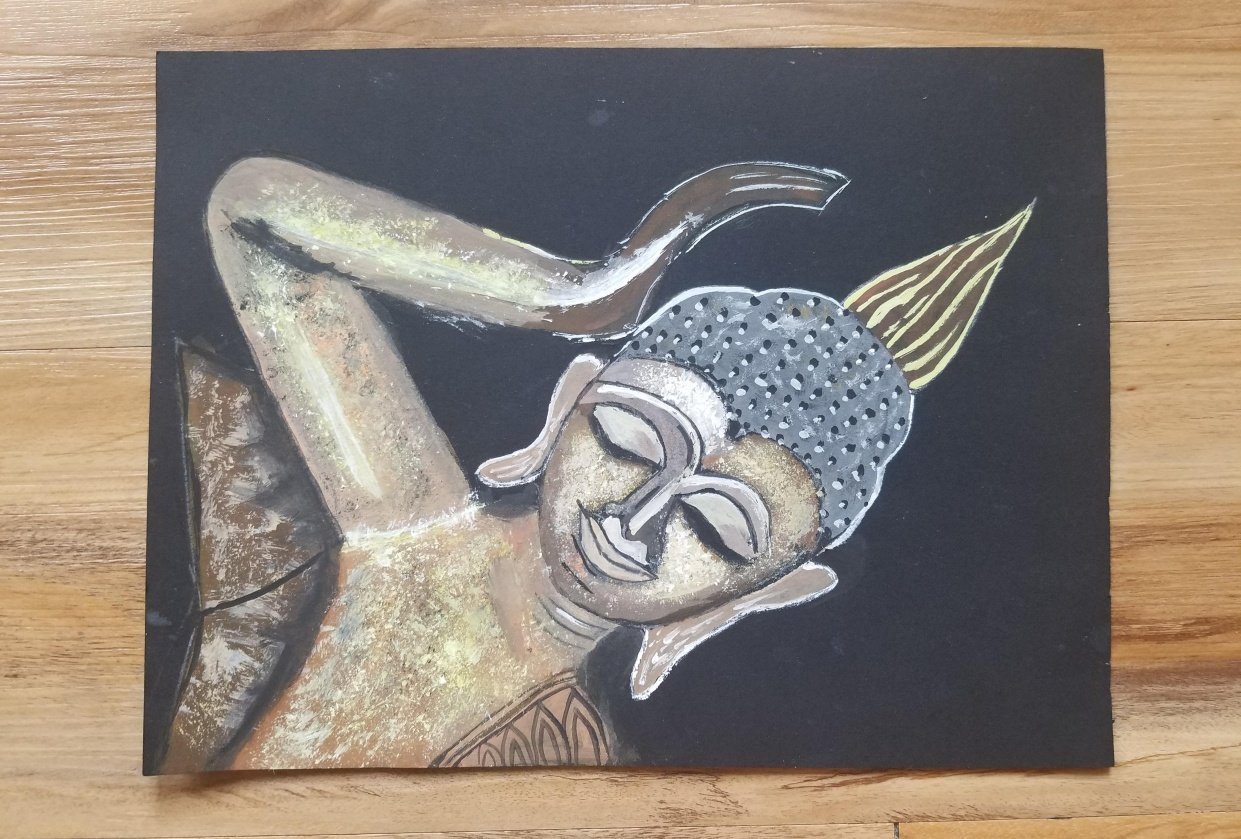 Learn How To Paint Buddha Portrait In Acrylics Skillshare Student Project