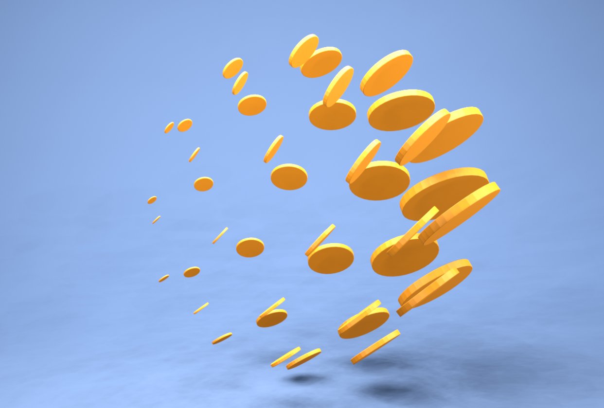 Golden Coins Satisfying Animation Loop | Blender Geometry Nodes - student project