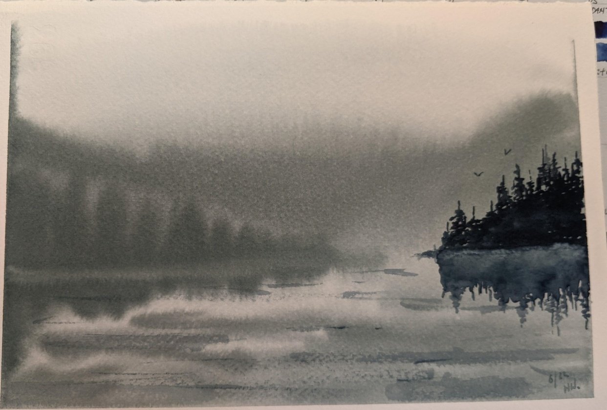 Misty lake - student project