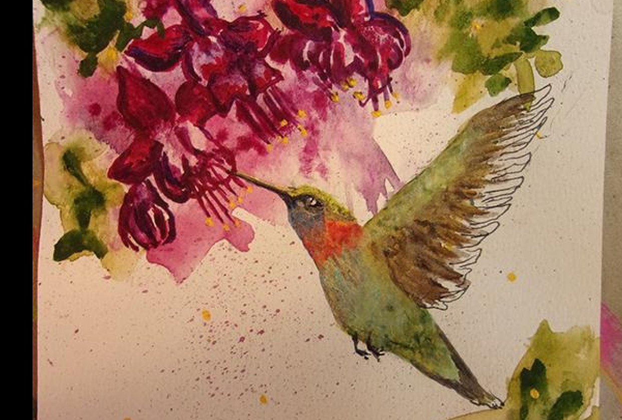fun with metalic watercolors! - student project