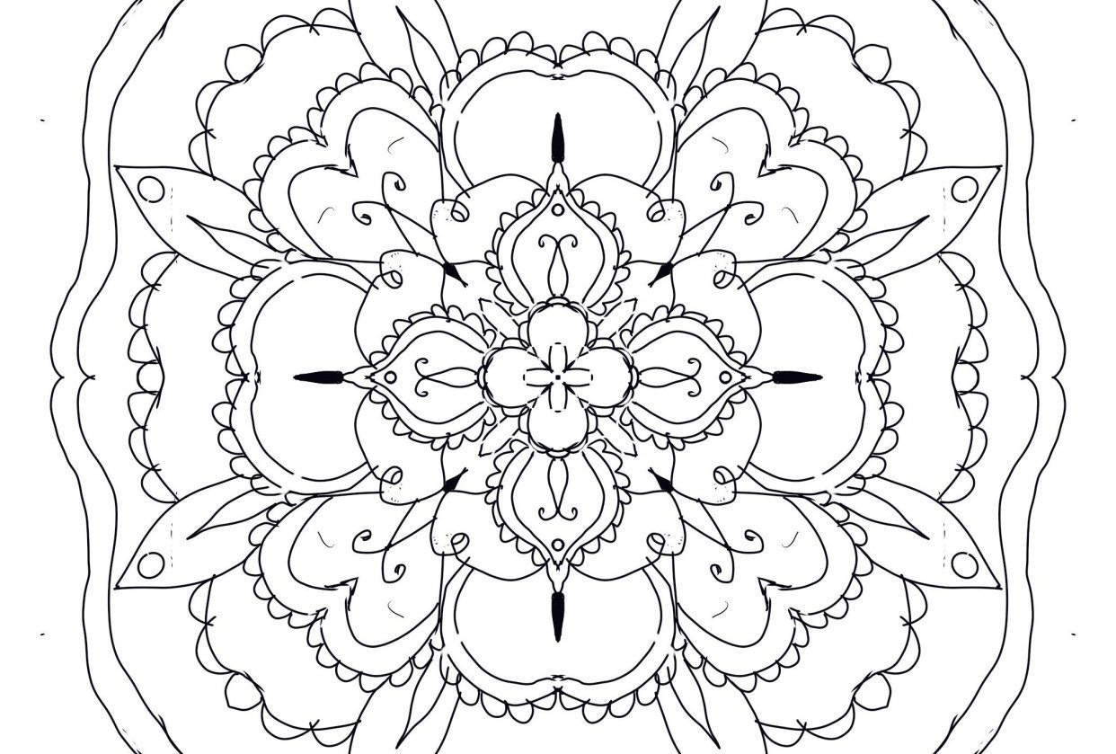A simple mandala using procreate using the radial drawing guide - student project