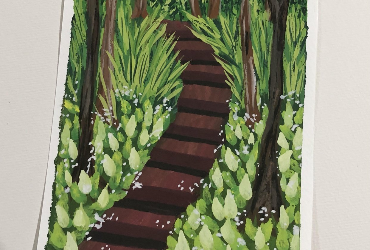 Green Trail in gouache - student project