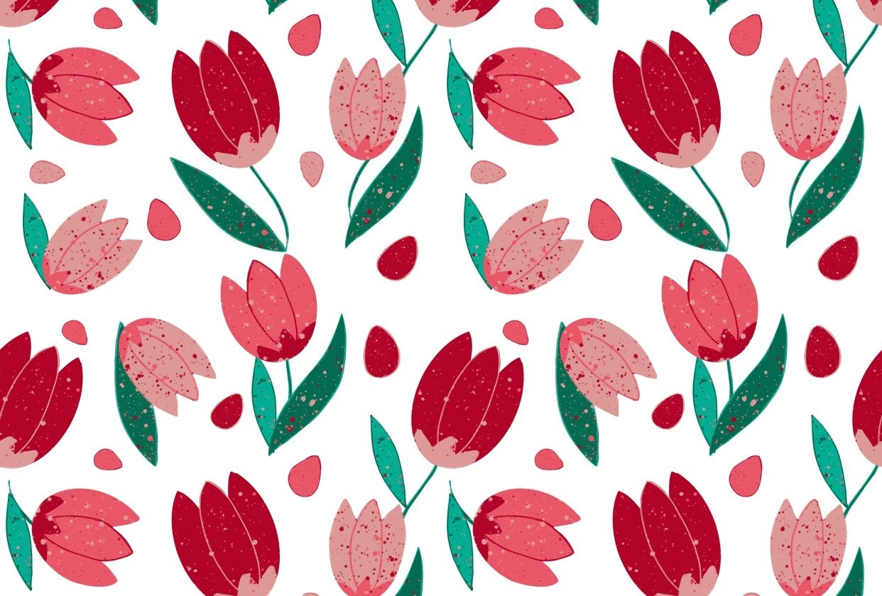 Seamless pattern tulips - student project