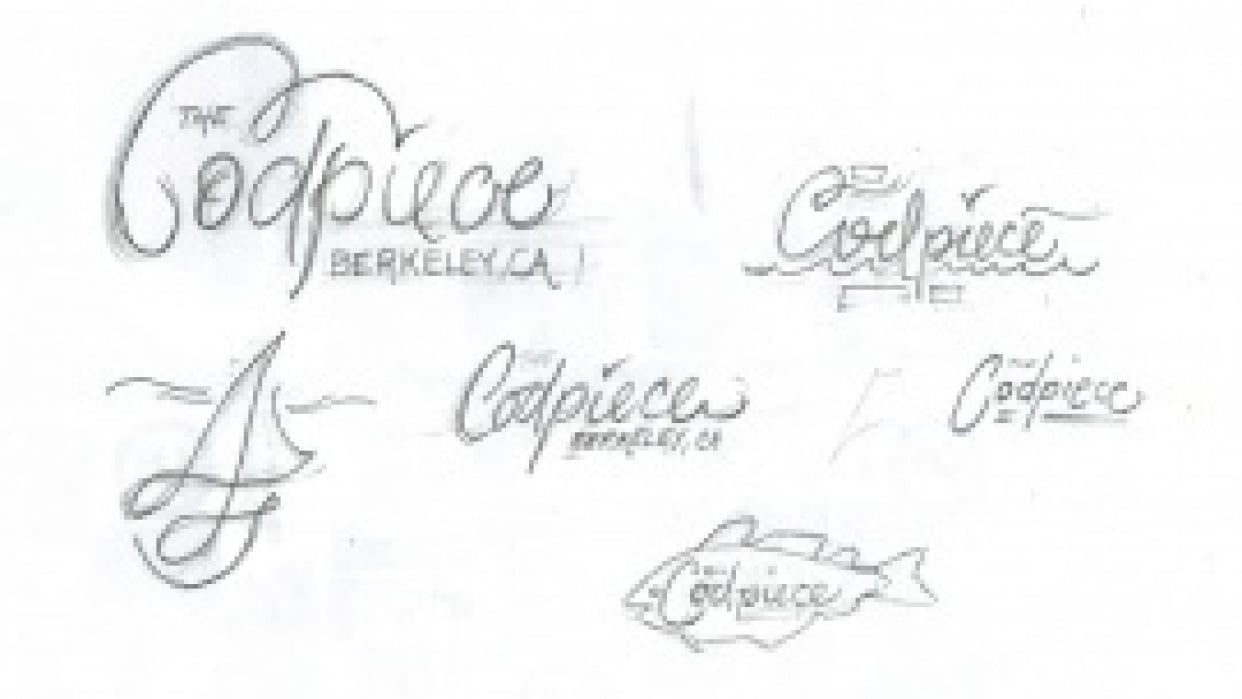 Lettering for sailboat "the Codpiece - Berkeley, CA" - student project