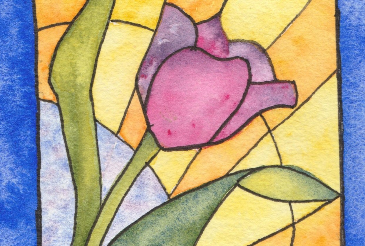 Stained Glass Inspired Watercolor - student project