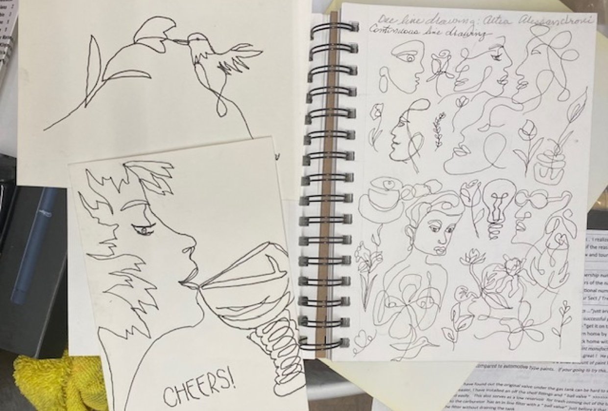 One line drawings sketchbook Skillshare Student Project