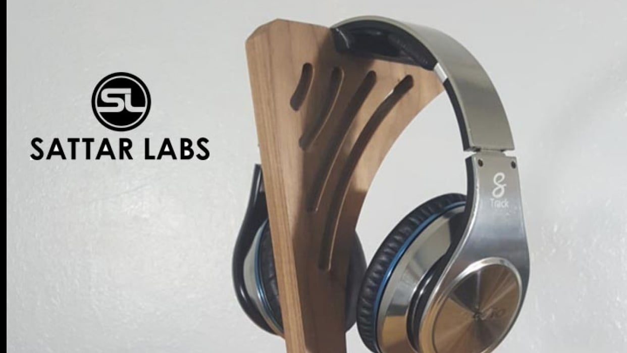 Wooden headphone stand - student project