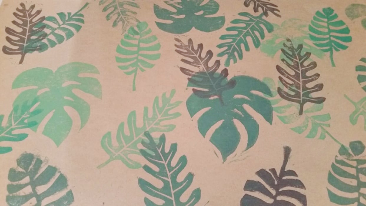 Tropical Leaves - wrapping paper!! - student project