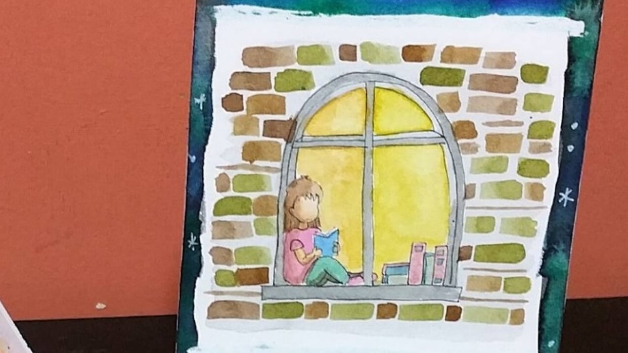 Girl reading by the window - student project