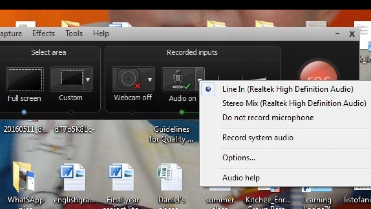 My Camtasia audio settings - student project
