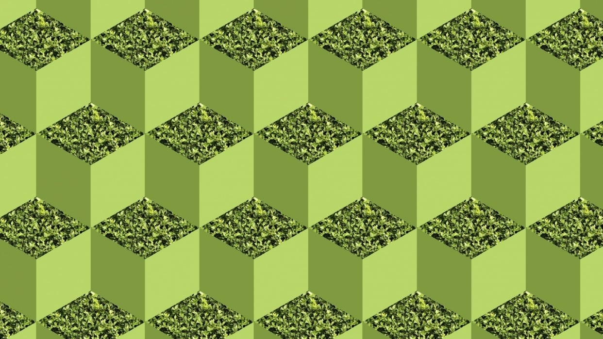 Green isometric cube pattern - student project