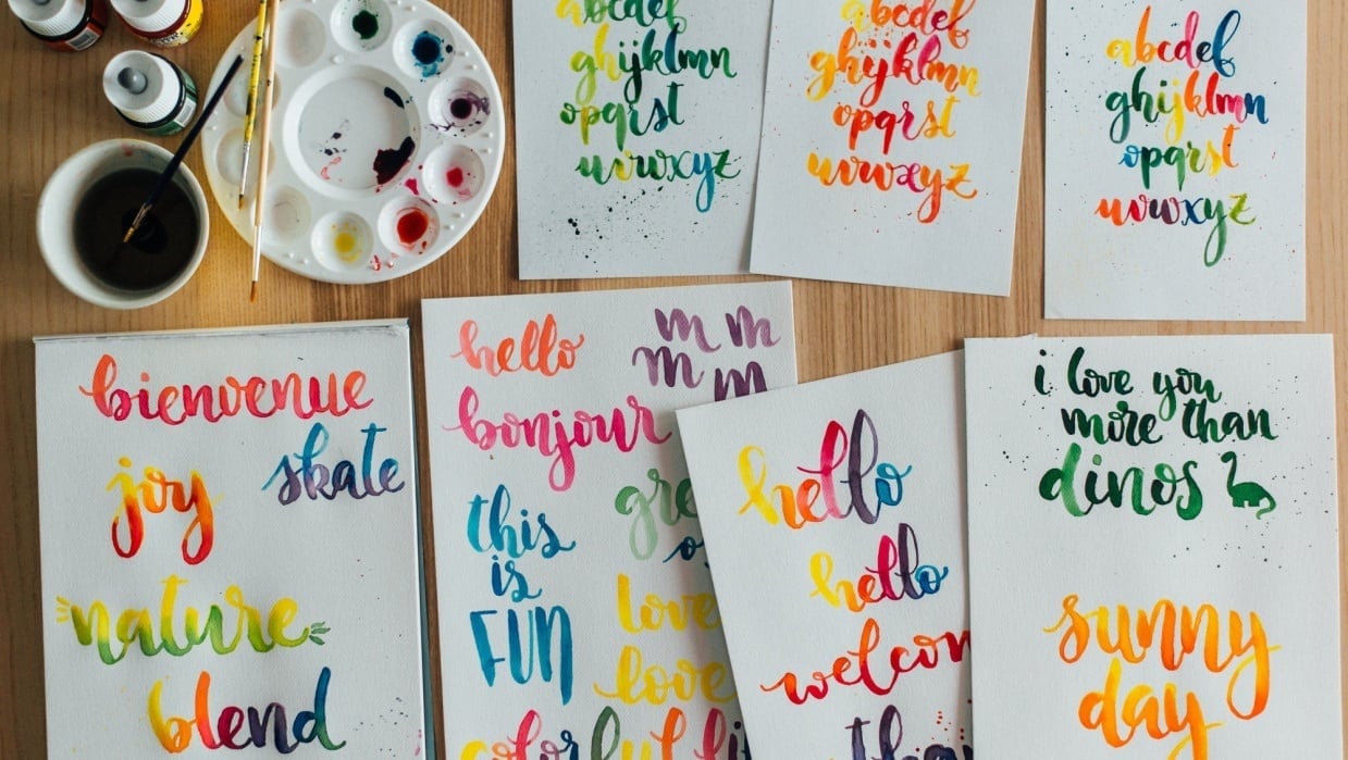 Watercolor lettering - first attempts - student project