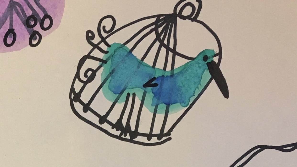 Birds in Cages by Iris, age 7 - student project