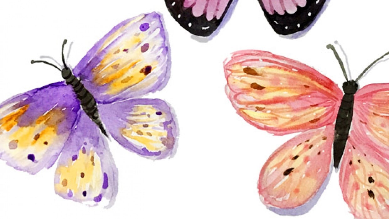 First Watercolour Butterflies - student project