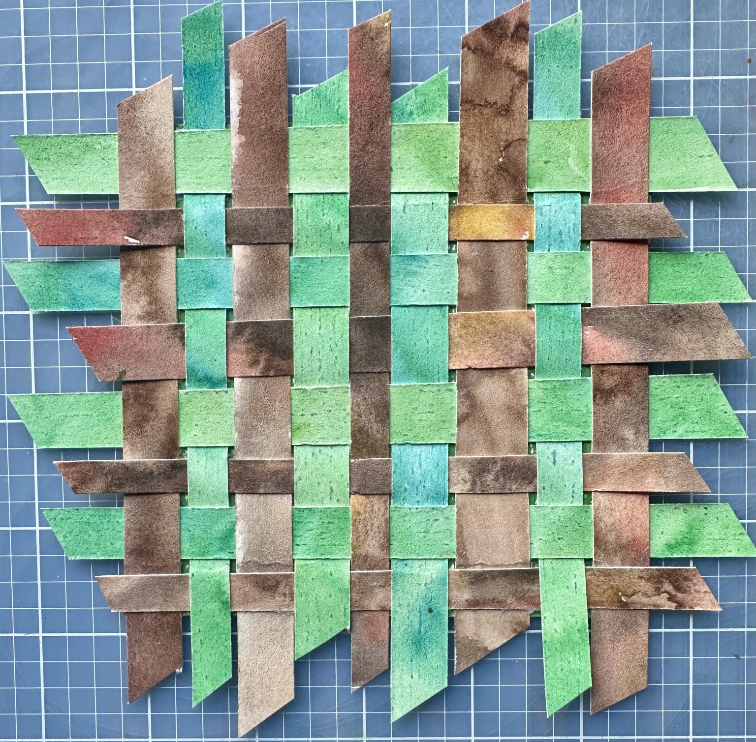 Green/Brown woven watercolor project - image 1 - student project