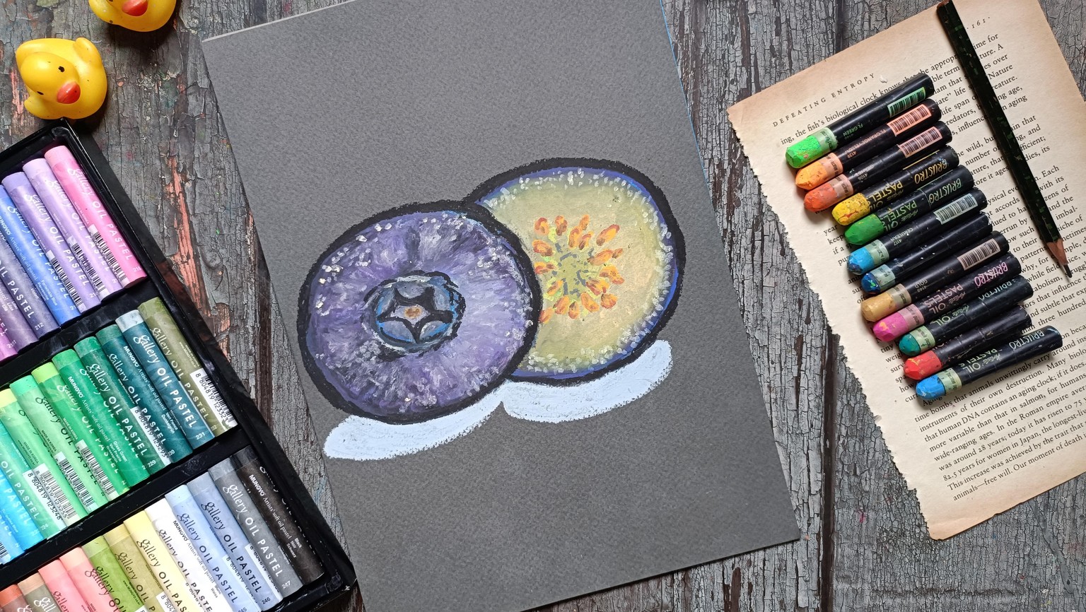 Oil pastels blueberry - image 3 - student project