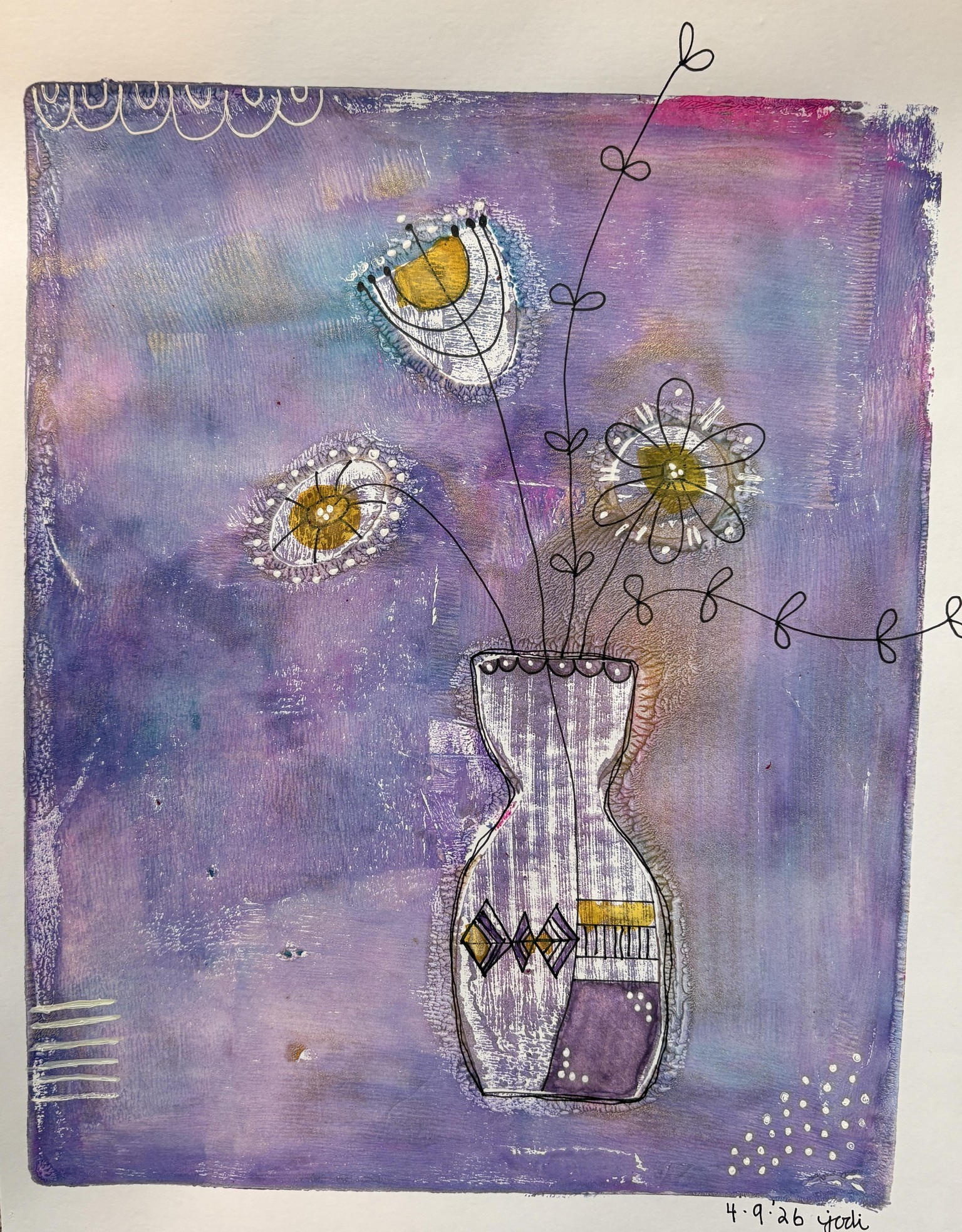 Gelli Print Flowers in a Vase - image 1 - student project