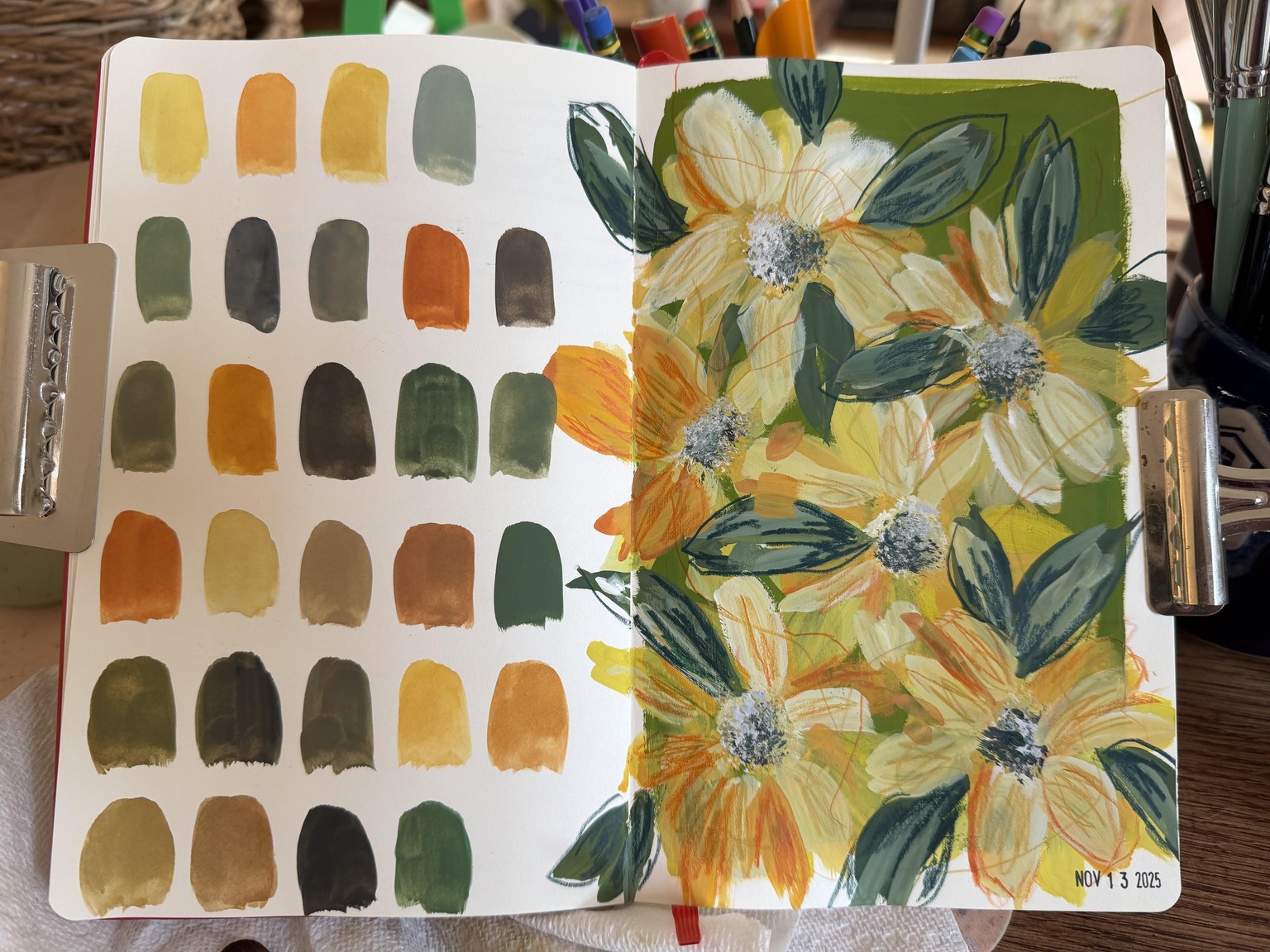 Yellow Flowers in Gouache - image 1 - student project