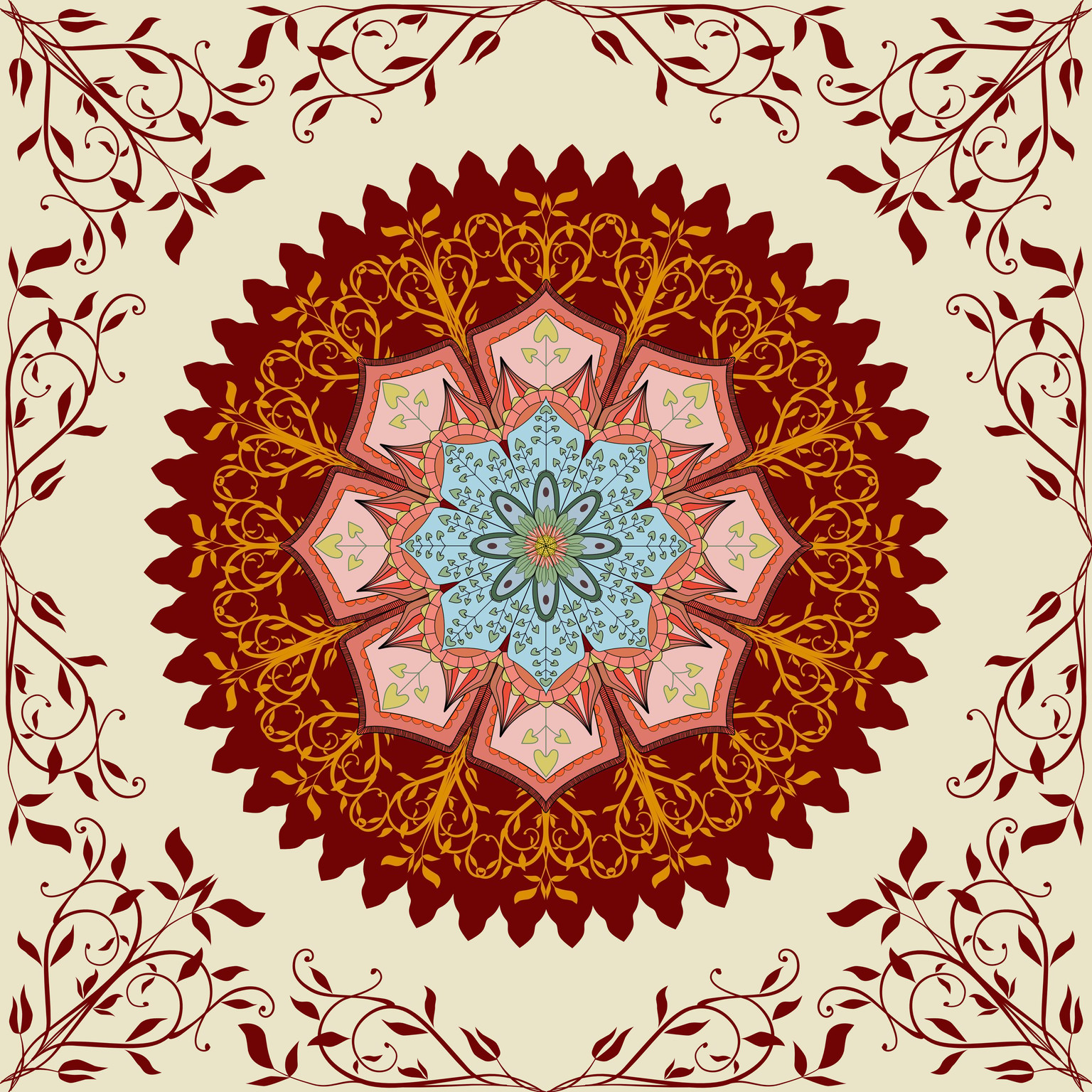 Spring apples mandala - image 1 - student project