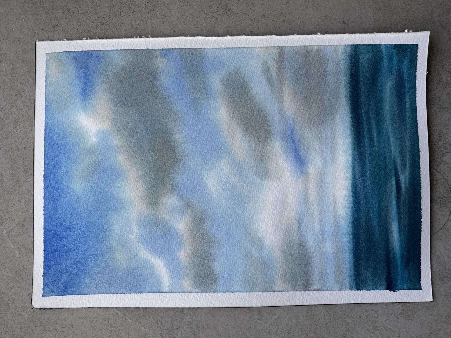 Blue Skies and White Clouds in watercolors - image 2 - student project
